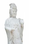 Kuan Yin Marble Sculpture Isolated On White Stock Photo