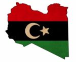 Libya Map On Libya Flag Drawing ,grunge And Retro Flag Series Stock Photo