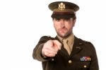 Military Serviceman Pointing You Out Stock Photo