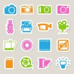 Camera And Video Sticker Icons Set ,illustration Stock Photo