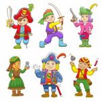 Set Of Pirate Child Cartoon Stock Photo