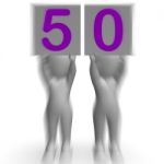 Fifty Placards Mean Anniversary Or Birthday Stock Photo