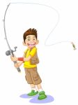 Fisher Boy Holding Fishhook Stock Photo