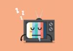 Sleeping Television Character Stock Photo