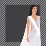 Illustration Of Beautiful Women In White Dress And Background Stock Photo