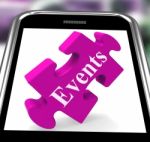 Events Smartphone Shows Calendar And What's On Stock Photo