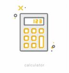 Thin Line Icons, Calculator Stock Photo