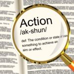 Action Definition Magnifier Stock Photo