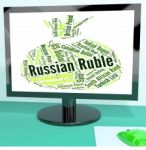 Russian Ruble Shows Worldwide Trading And Foreign Stock Photo