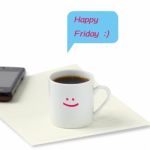 Happy Friday Coffee Cup Stock Photo