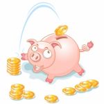 Piggy Bank And Dollar Coins Stock Photo