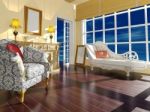 Classic Living Room Interior Decoration In Daylight Stock Photo