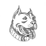 Pit Bull Head Doodle Art Stock Photo
