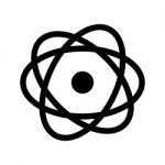 Atom Symbol Icon  Illustration On White Background Stock Photo