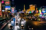 Night Scene Along The Strip In Las Vegas Stock Photo