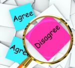 Agree Disagree Post-it Papers Mean Opinion And Point Of View Stock Photo