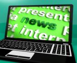 News Word On Laptop Shows Media And Information Stock Photo