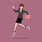Business Woman Running By Elastic Spring Shoes Stock Photo