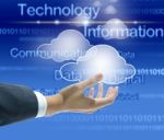 Business Hand With Cloud Computing Stock Photo