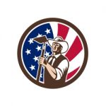 American Organic Farmer Usa Flag Icon Stock Photo