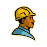 African American Construction Worker Mascot Stock Photo