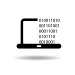 Binary Code On Laptop Icon  Illustration Eps10 On White Background Stock Photo