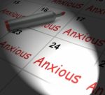 Anxious Calendar Displays Worried Tense And Uneasy Stock Photo