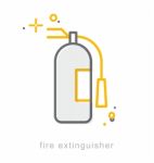 Thin Line Icons, Fire Extinguisher Stock Photo