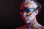 Creative Podium Makeup In Venetian Lady Style Stock Photo
