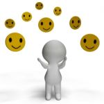 Smileys Smiling And 3d Character Shows Happiness Stock Photo