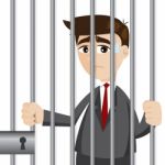 Cartoon Businessman In Prison Stock Photo