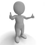 Thumbs Up 3d Character Shows Success And Approval Stock Photo