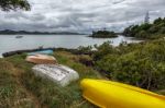 Upturned Rowing Boats At Kerikeri Stock Photo