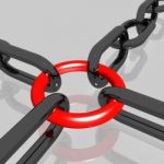 Red Link Chain Shows Teamwork, Connected Stock Photo