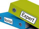 Expert Novice Folders Mean Learner And Advanced Stock Photo