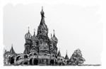 Landscape Sketch, Moscow, Russia, Red Square, Free Hand Drawing Stock Photo