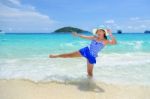 Woman Fun On Beach In Thailand Stock Photo