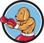 Dog Boxer Fighting Stance Circle Cartoon Stock Photo