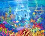 Mysterious And Fantasy Undersea World. Underwater Castle Stock Photo