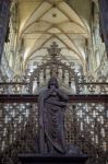 Statue Of A Woman Holding A Book In St Vitus Cathedral In Prague Stock Photo