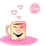Cup Of Hot Smile Coffee, Watercolor Style -  Illustration Stock Photo