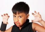 Boy With Scary Costume Stock Photo