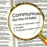 Communicate Definition Magnifier Stock Photo