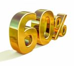 3d Gold 60 Sixty Percent Discount Sign Stock Photo