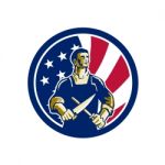 American Butcher Usa Flag Icon Stock Photo