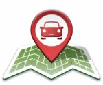 Car Map Indicates Auto Vehicle And Direction Stock Photo