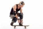 Guy balancing on Skateboard Stock Photo