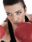 Aggressive Boxing Woman Stock Photo