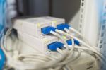 Lan Cable In Network Room Stock Photo