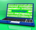 Knowledge Word On Laptop Showing Wisdom And Learning Stock Photo